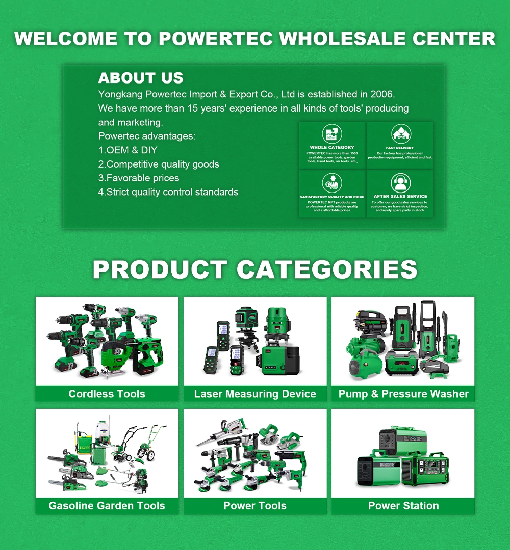 Powertec 8HP 212cc Good Quality Oil Garden Tools 3.6L 4500/5200W Gasoline Gas Powerful Tiller with Accessories