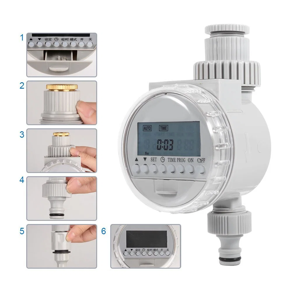 Auto Water Saving Irrigation Controller LCD Digital Watering Timer for Home Garden Programmable Solar Timer Hose Faucet Esg17741